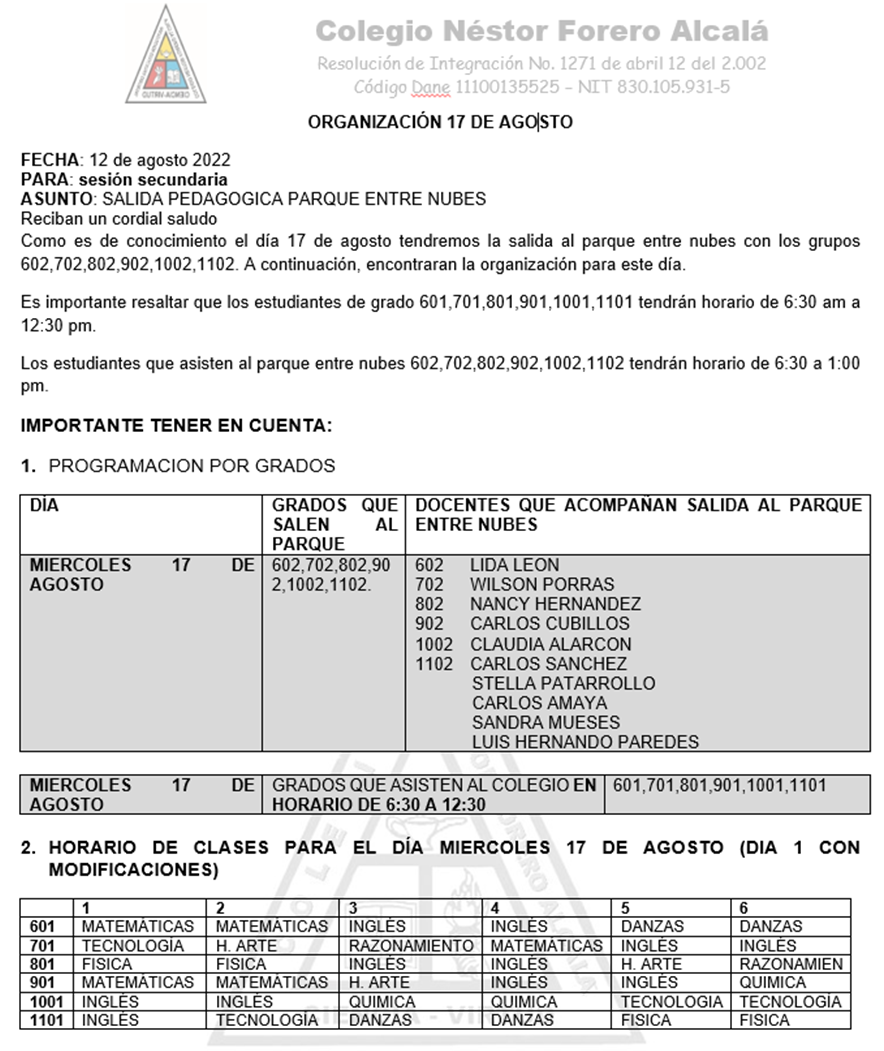 ORGANIZACIÓN 17 AGOSTO 