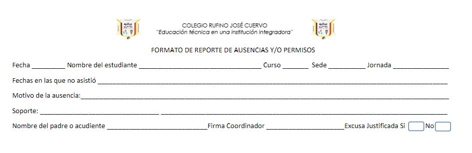 FORMATO REPORTE DE AUSENCIAS O PERMISOS