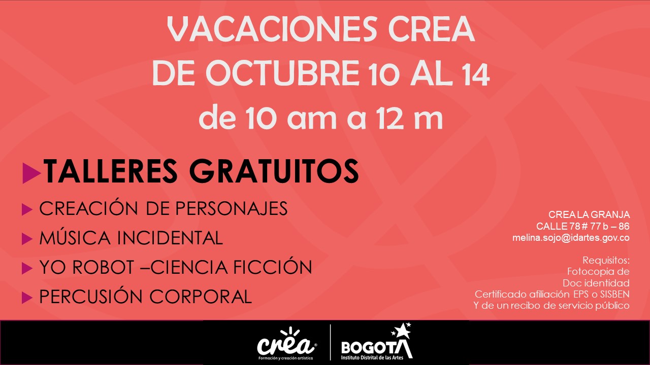 Talleres creativos dictados por IDARTES