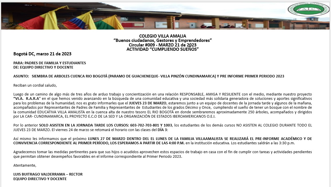 Circular 9 del 21 de Marzo