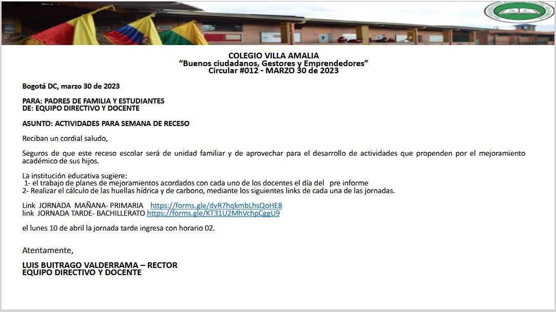 Circular 12 del 30 de Marzo