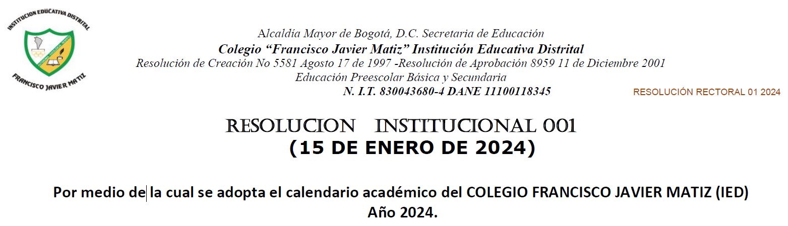 RESOLUCION INSTITUCIONAL 001