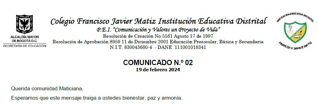 COMUNICADO N.º 02 19 de febrero 2024