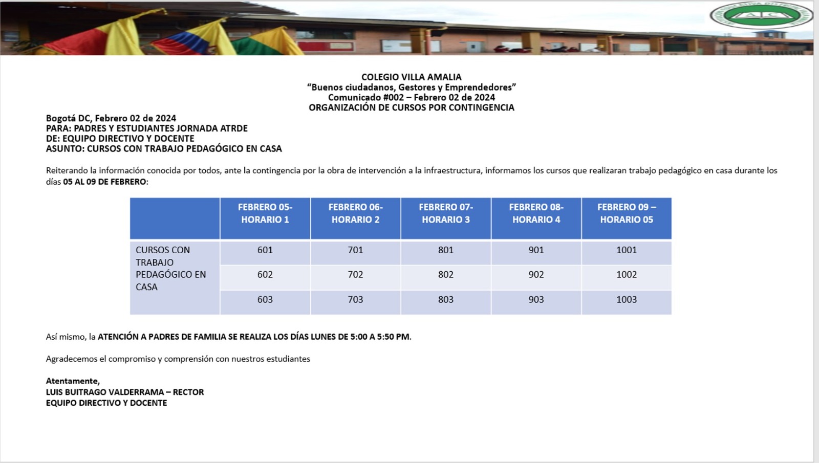 Comunicado 2 de 2 de Febrero 2024
