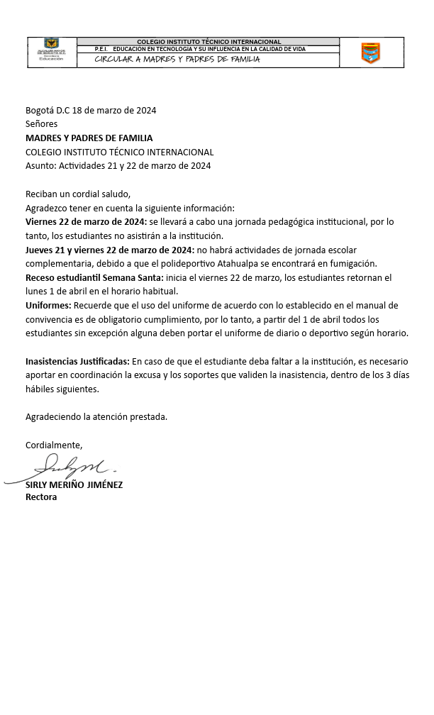 Circular 21 y 22 de marzo