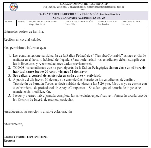 Circular para padres 25