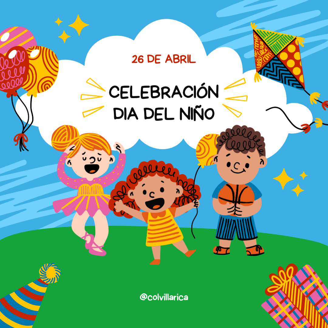 Imagen de niños y texto celebración día del niño