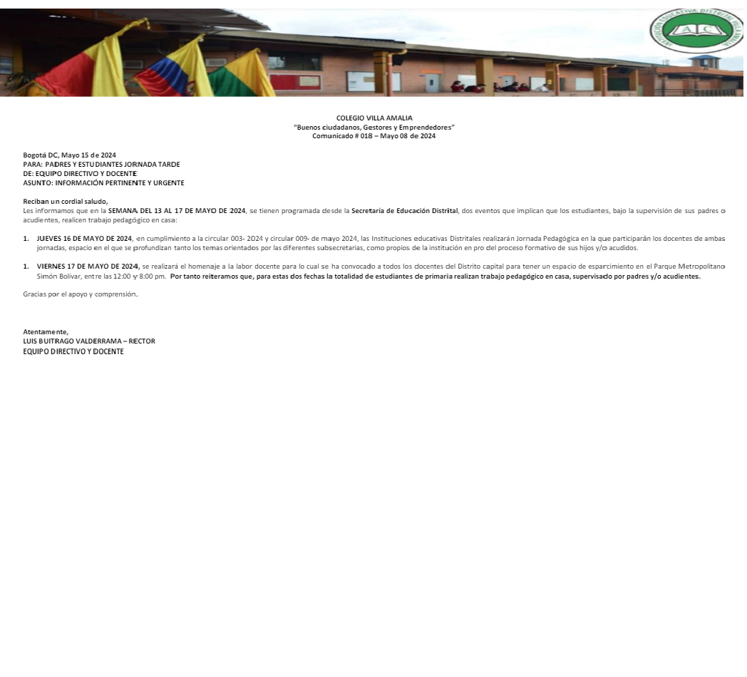 circular informativa mayo 16 y 17