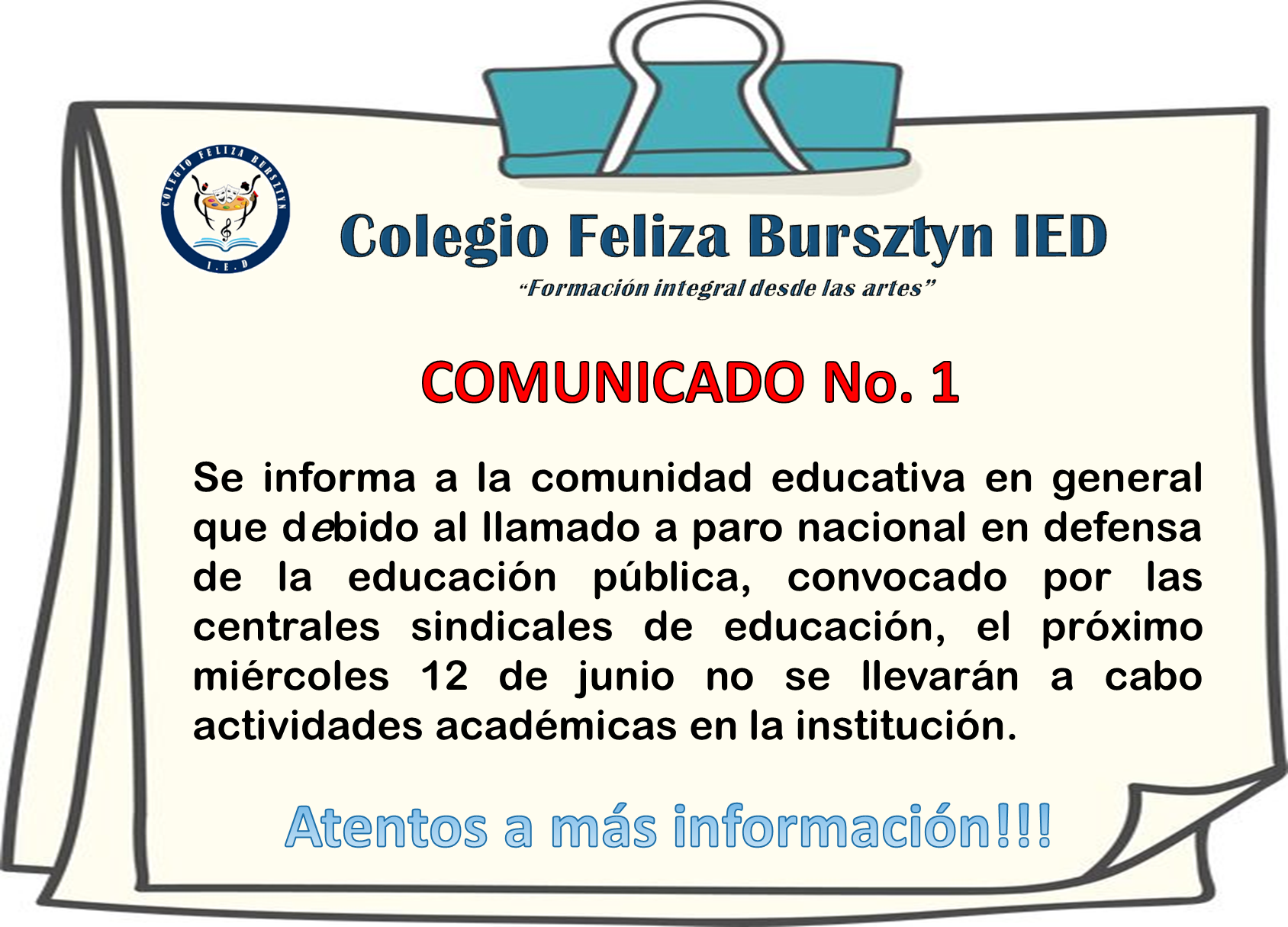 NOVEDAD MIÉRCOLES 12 DE JUNIO