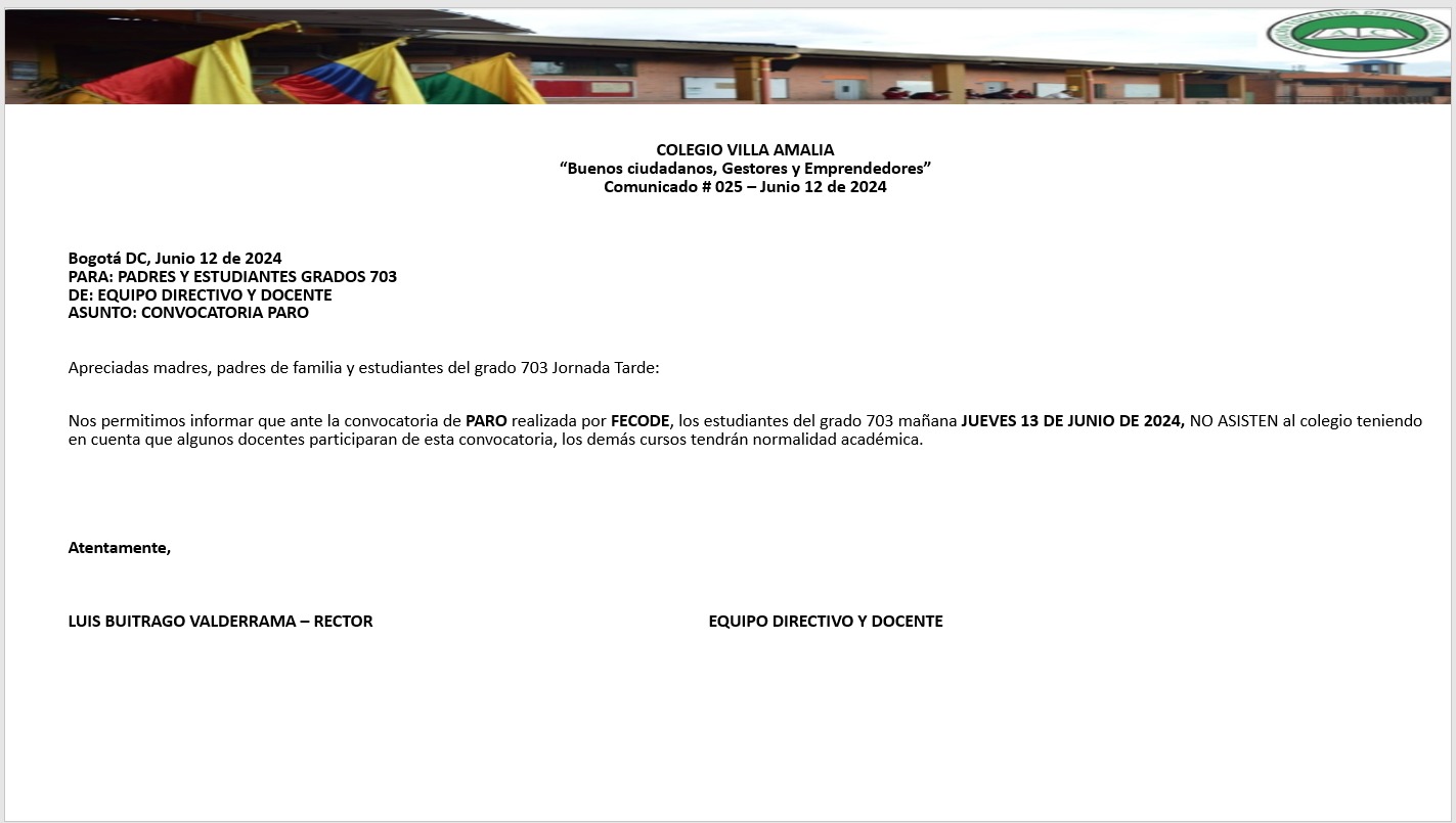 Comunicado 25 de 12 de Junio 2024