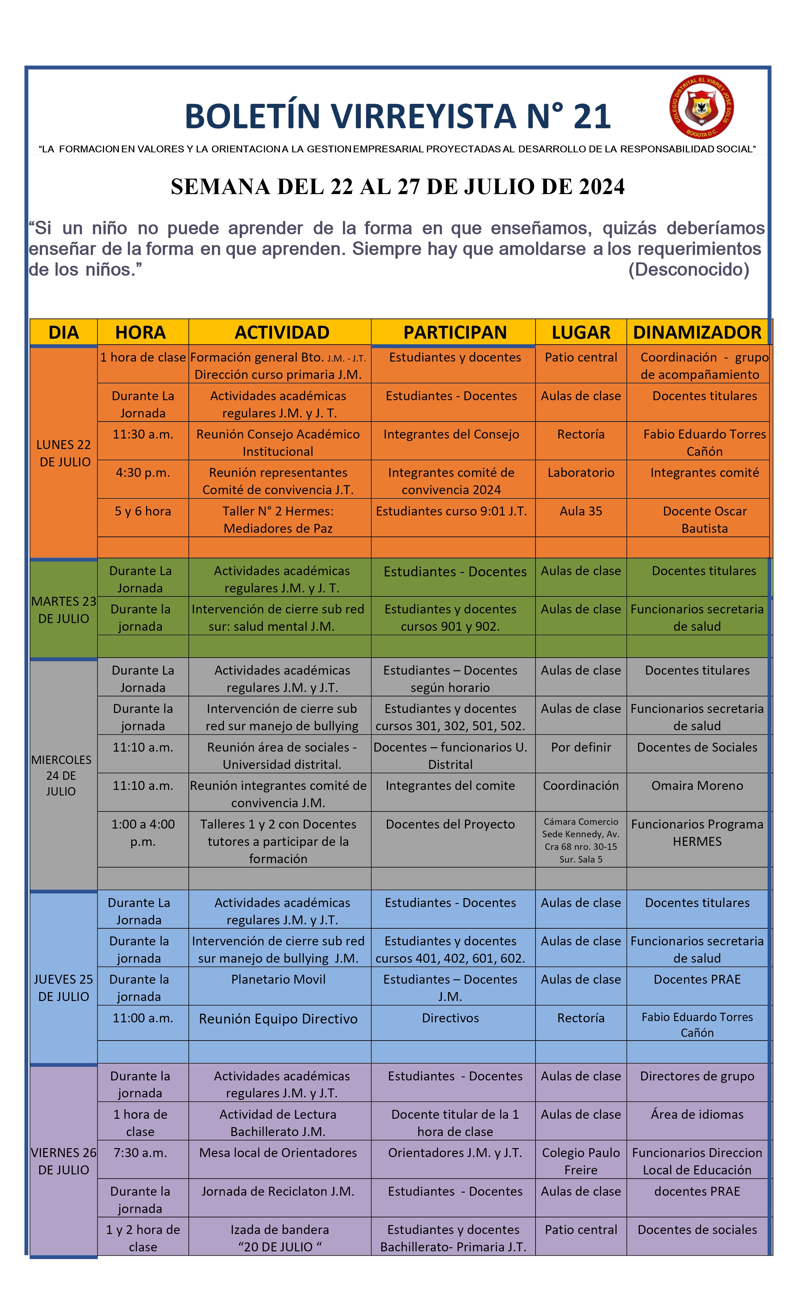 BOLETÍN SEMANAL N° 21 DEL 22 AL 27 DE JULIO DE 2024 (1)