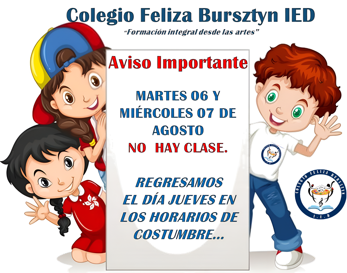NOVEDADES EN EL SERVICIO EDUCATIVO PARA LOS DÍAS 6  DE AGOSTO.