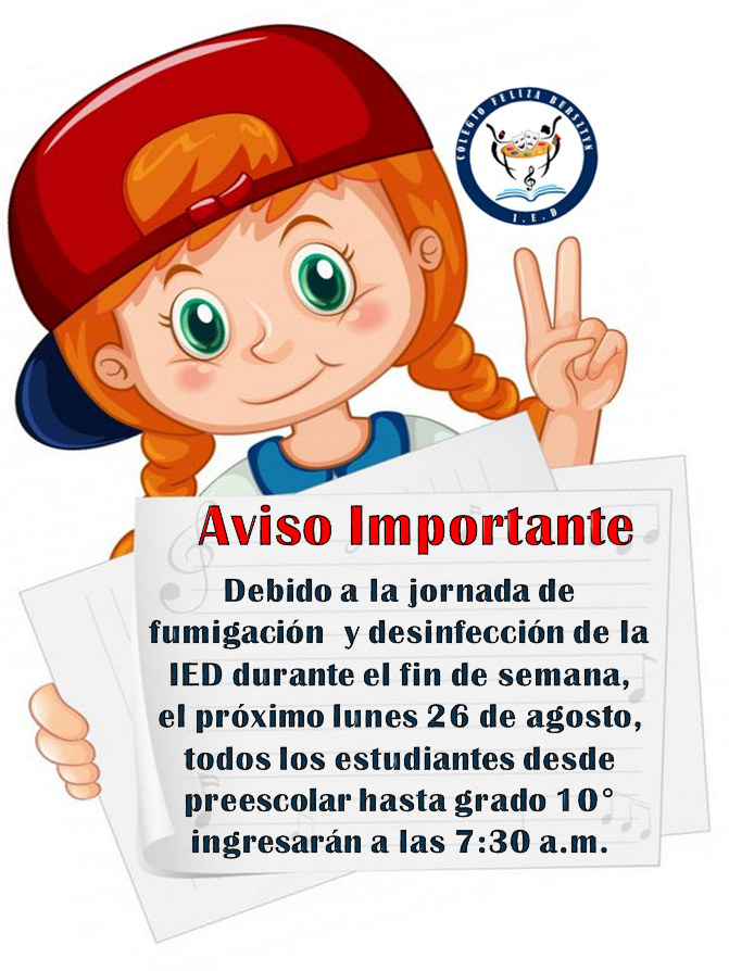 NOVEDAD EN EL INGRESO LUNES 26 DE AGOSTO