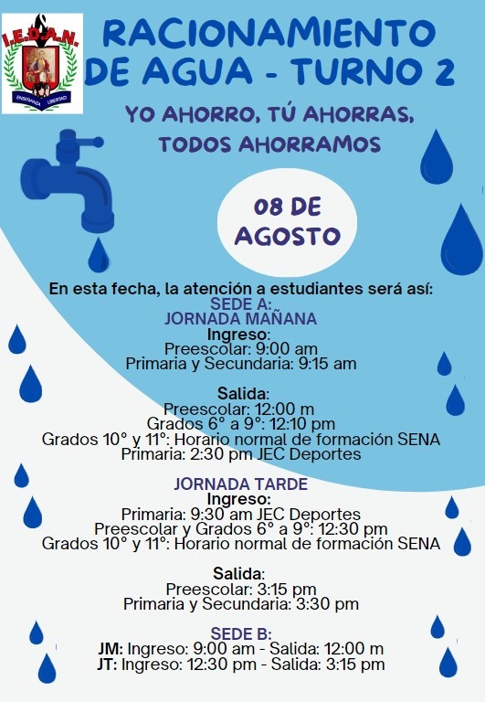 Racionamiento de Agua - Agosto 8 de 2024