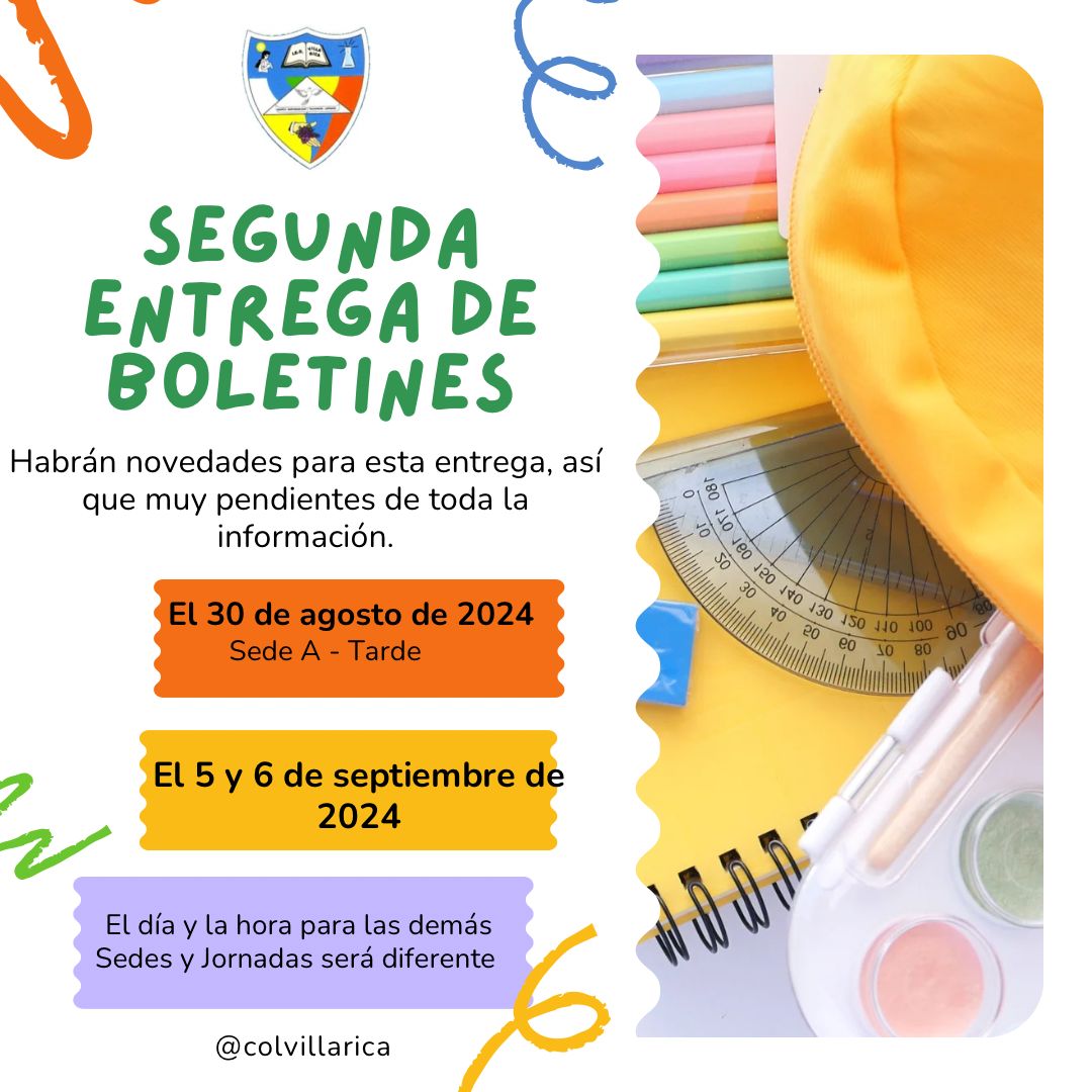 Imagen con texto de la entrega de boletines