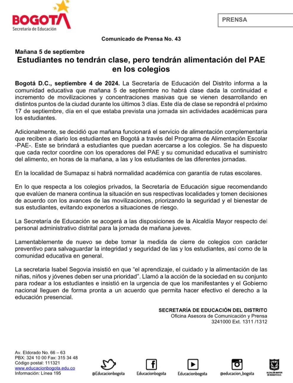 Mañana no hay clases 