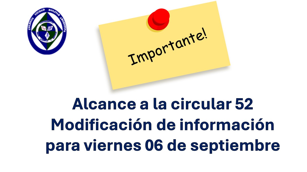 Alcance a la circular 52. Modificación de información para viernes 06 de septiembre