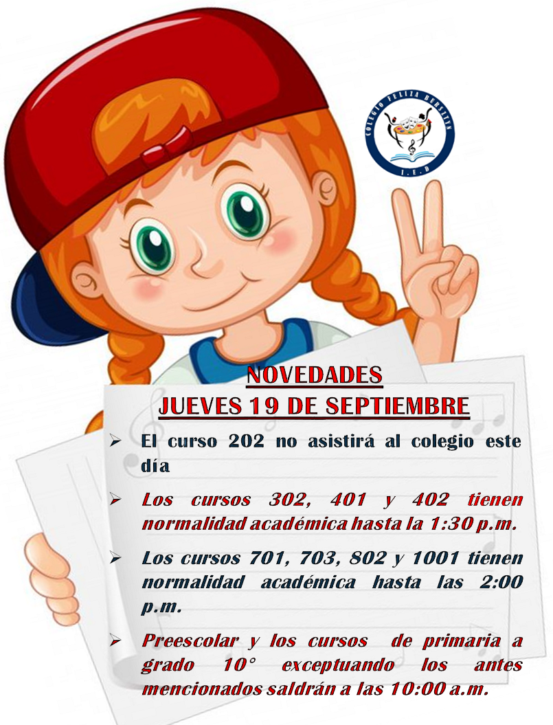 NOVEDADES JUEVES 19 DE SEPTIEMBRE