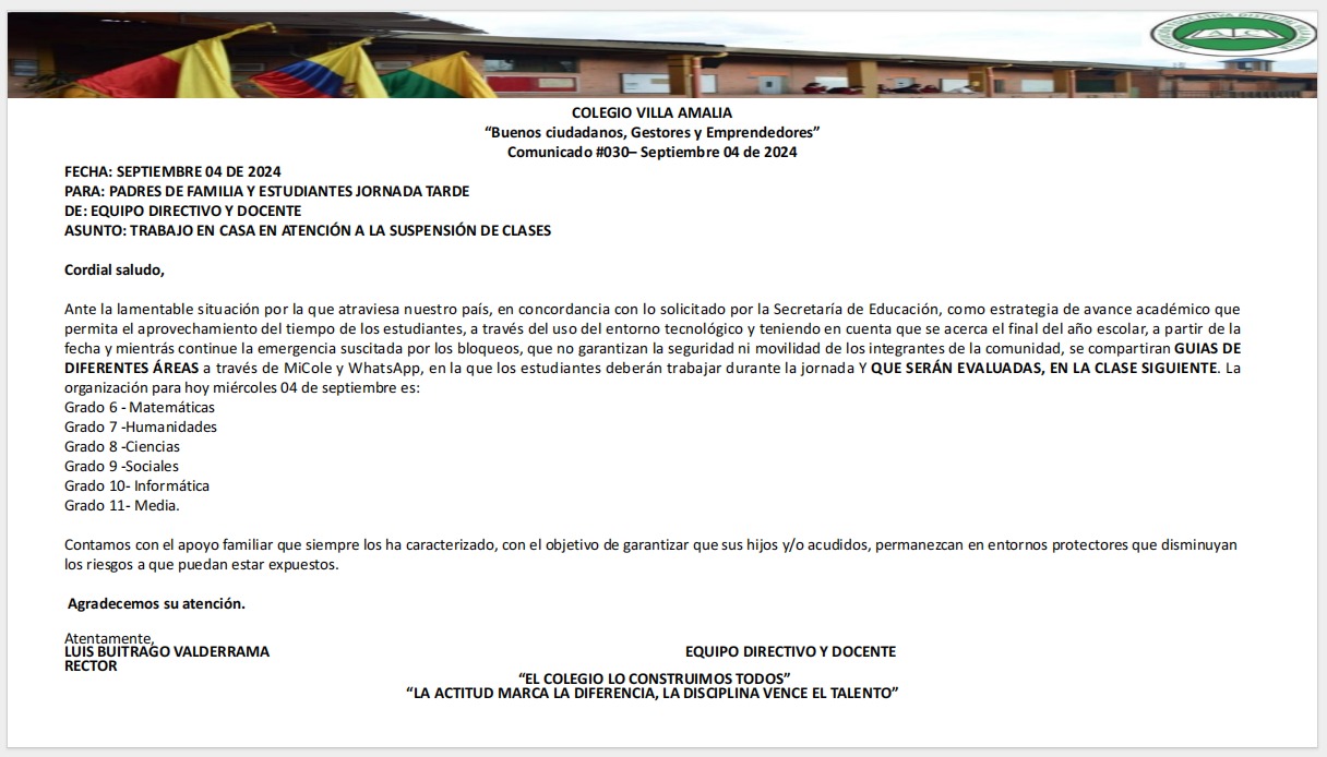 Comunicado 30 del 4 de Septiembre del 2024