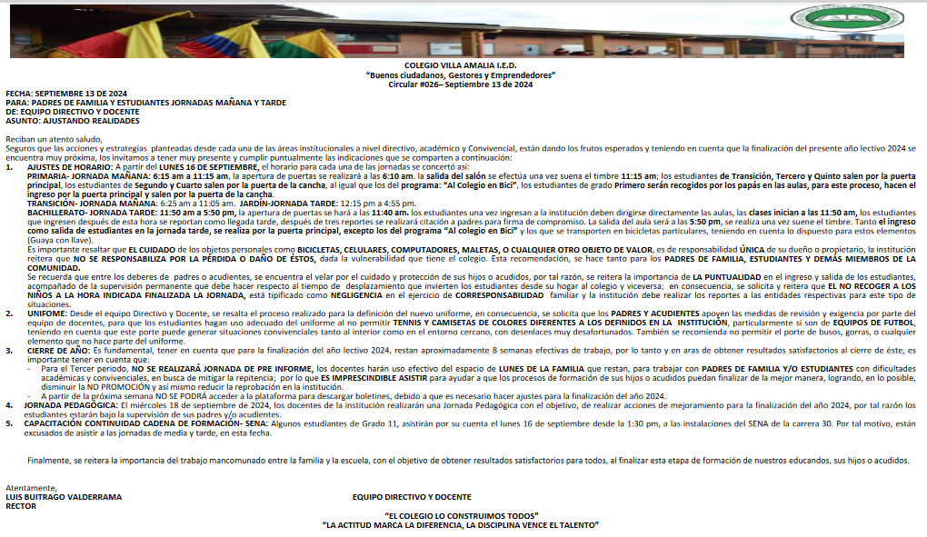 Circular 26 del 13 de Septiembre de 2024