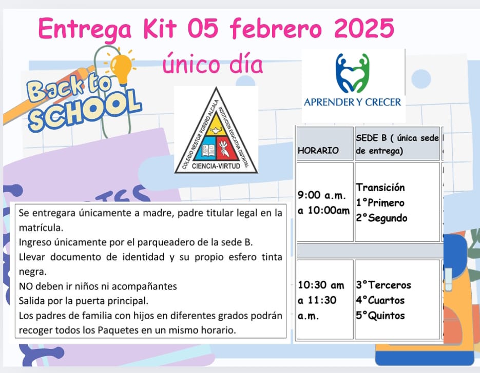 5 de febrero, único día para recibir el kit de la Fundación Aprender y Crecer en preescolar y primaria.