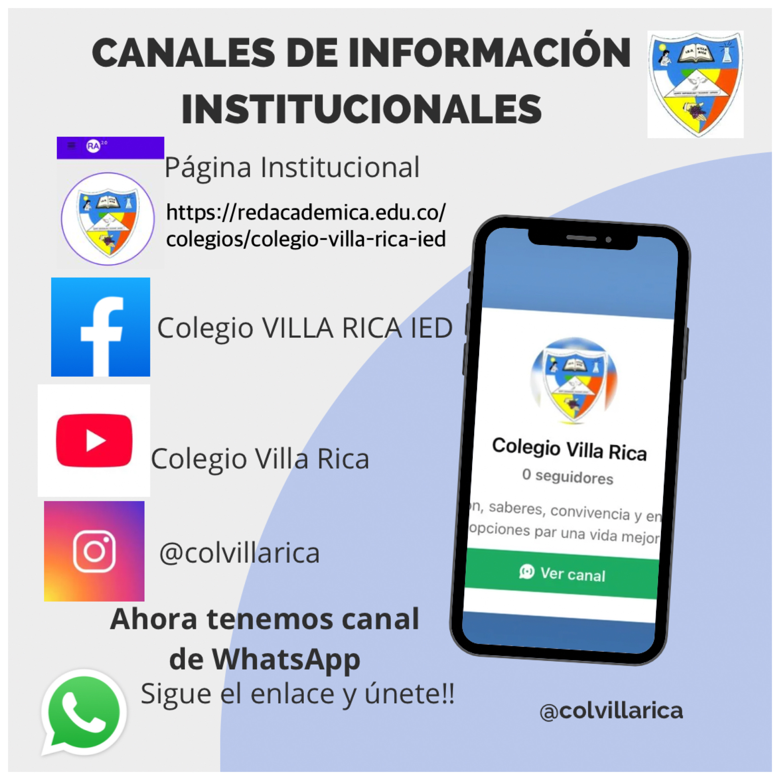 Imagen con texto de los canales de información 