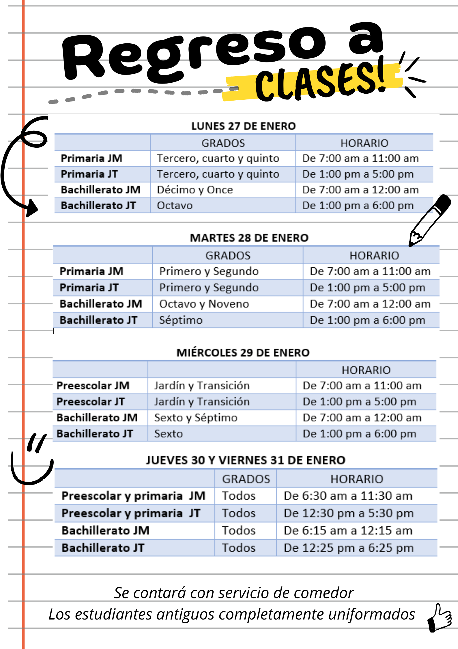 El próximo 27 de enero los estudiantes retornarán a las aulas de clase. 