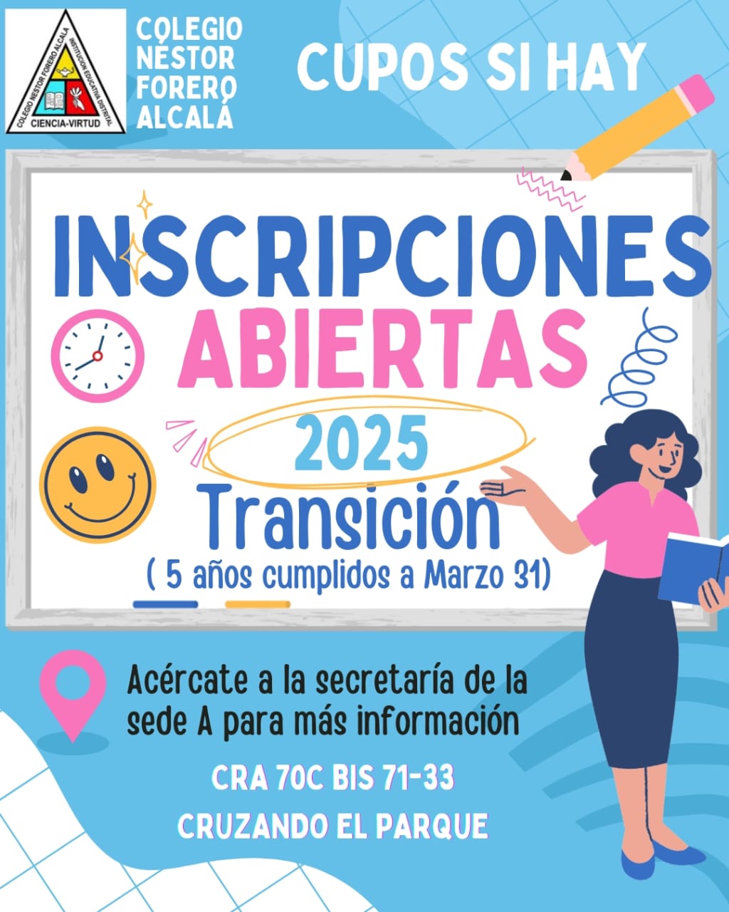 ¡Gran noticia! ¡Gran noticia! Puedes tener tu cupo de preescolar en nuestra Institución. 