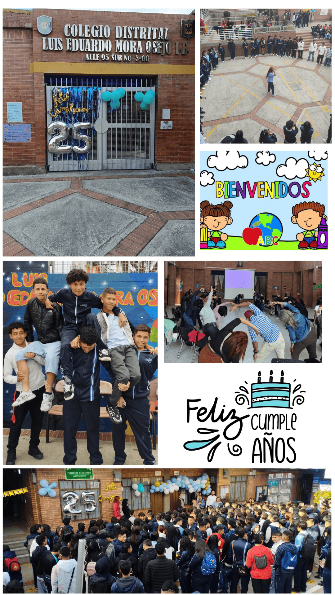Collage de imágenes de bienvenida escolar