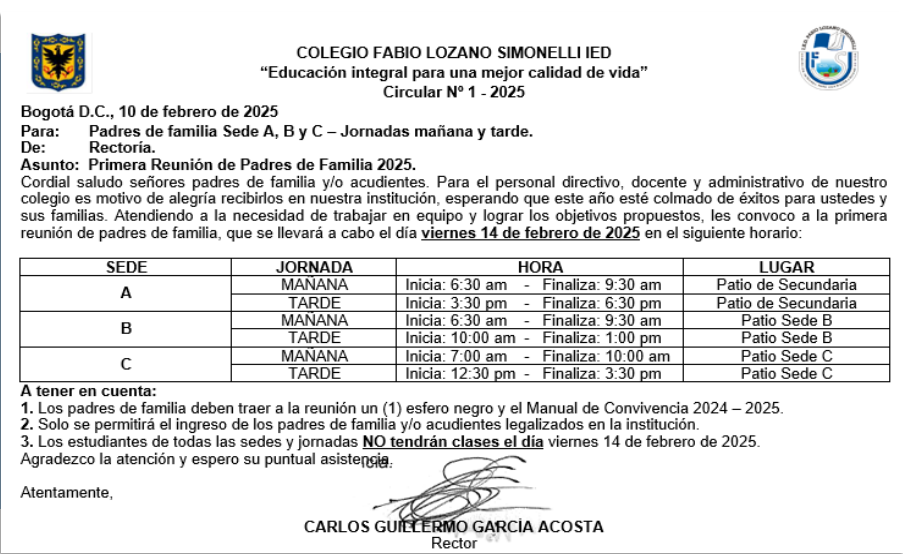 CIRCULAR 001 DE 2025