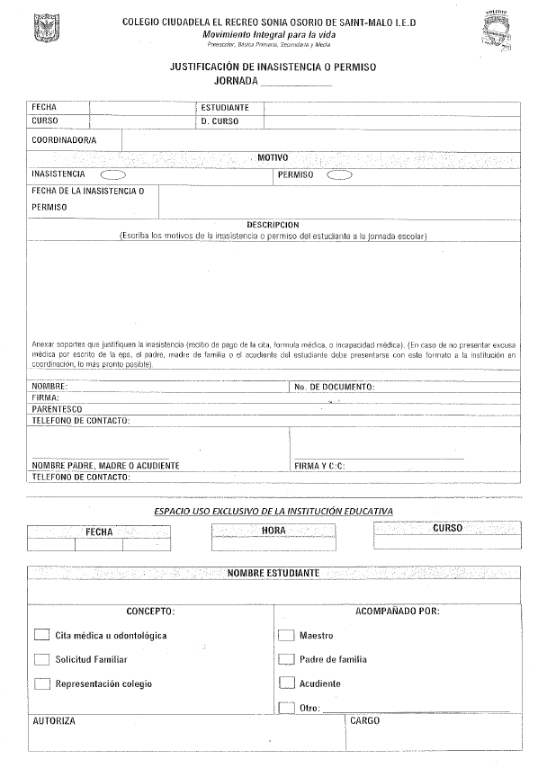 PROCESO DE EXCUSAS Y JUSTIFICACIONES ESTUDIANTILES