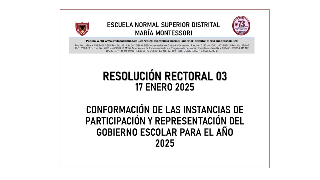 RESOLUCIÓN RECTORAL No. 03 (17 de enero de 2025)