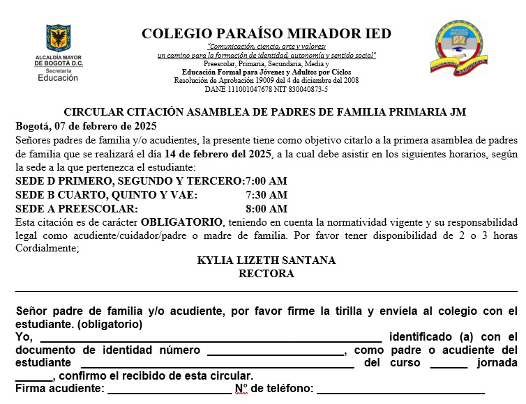 ASAMBLEA PADRES PRIMARIA JM