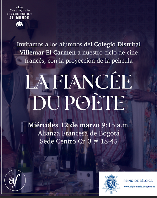 Asistencia del colegio Villemar con 130 estudiantes y 9 docentes de francés  a la proyección de una película, La Fiancée du Poète en la Alianza Francesa Sede Centro