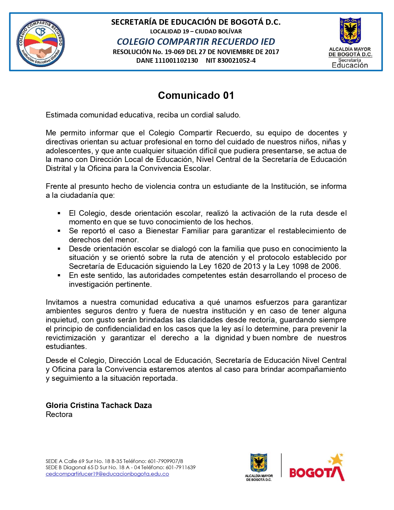 comunicado violencia