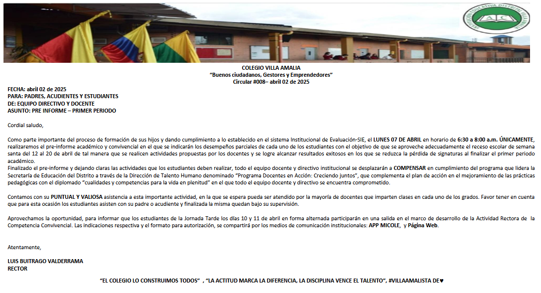 Circular 008 del 2 de abril de 2025