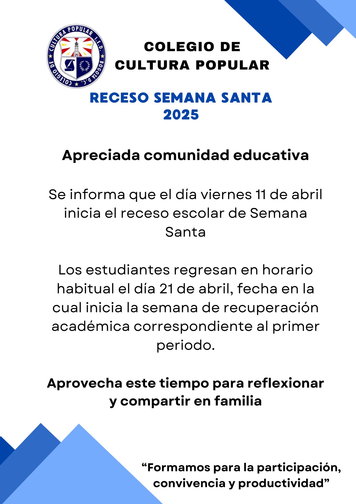 Receso Semana Santa
