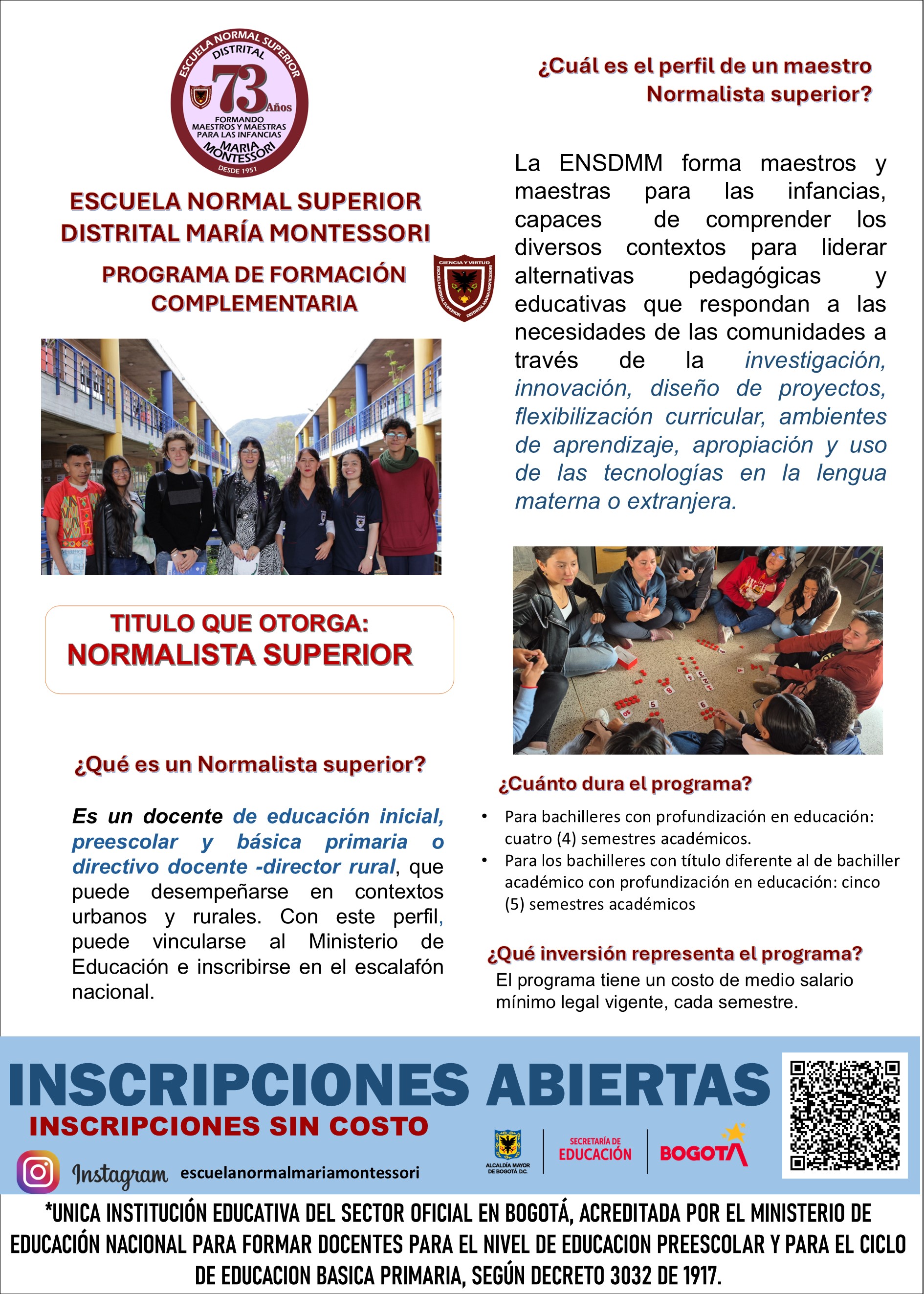 INSCRIPCIONES PROGRAMA DE FORMACIÓN COMPLEMENTARIA ENSDMM SEGUNDO SEMESTRE DE 2025