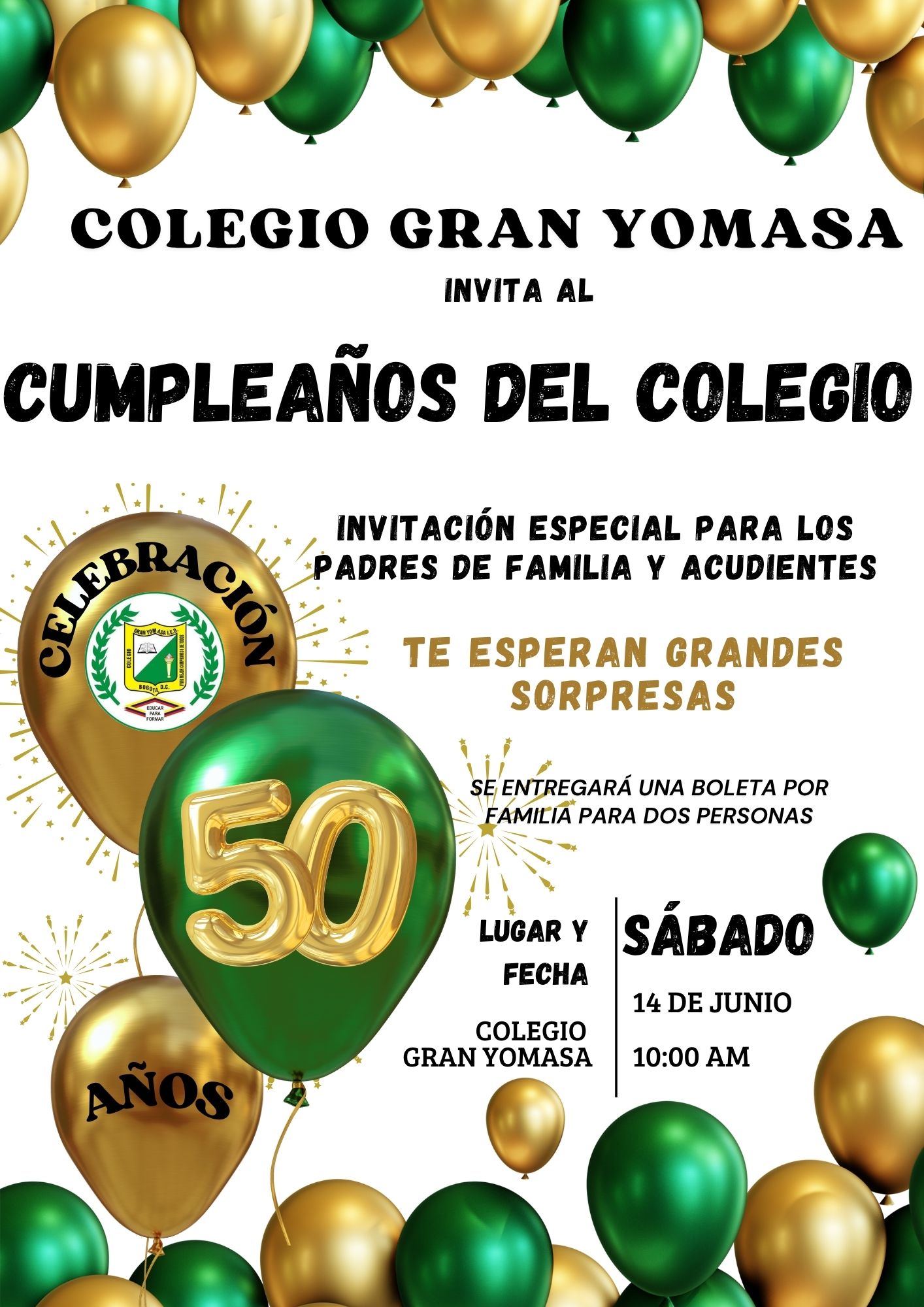 Celebración cumpleaños del colegio con padres de familia y acudientes 
