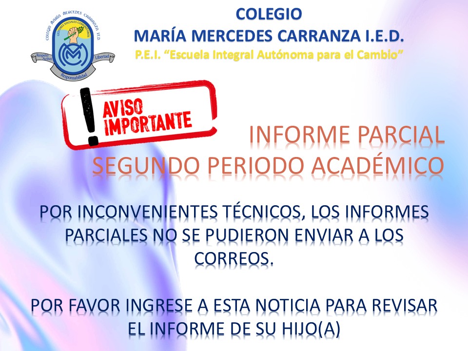 NOVEDAD ENVIO INFORME PARCIAL DEL SEGUNDO PERIODO
