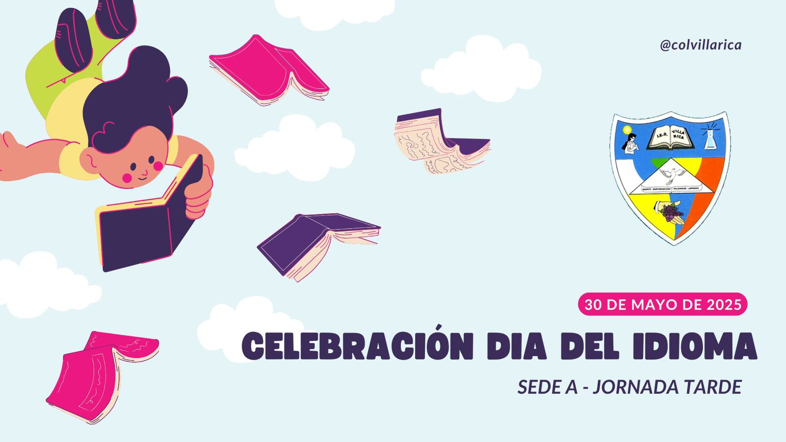 Imagen con texto de la celebración del dia del idioma -a- tarde