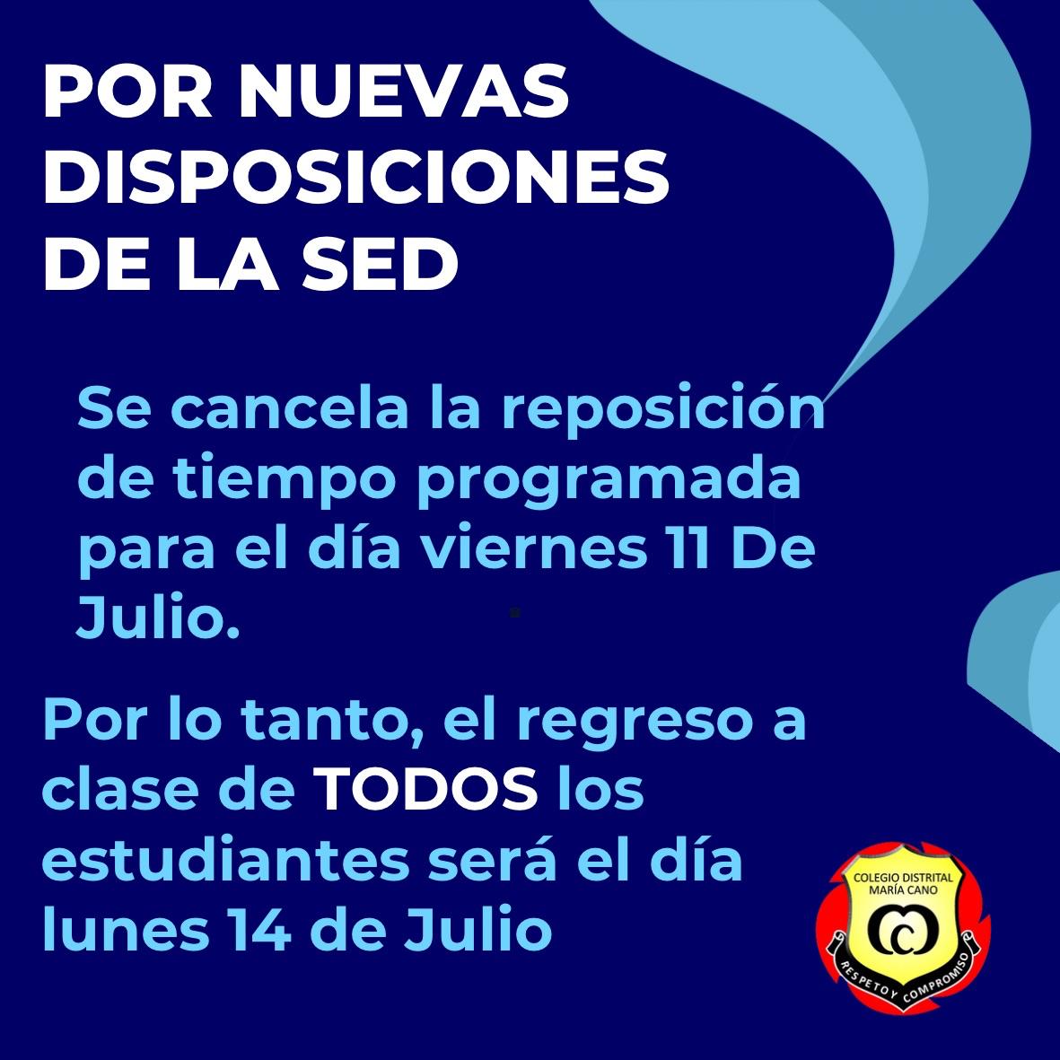 Cancelación Clase por Reposición de Tiempo