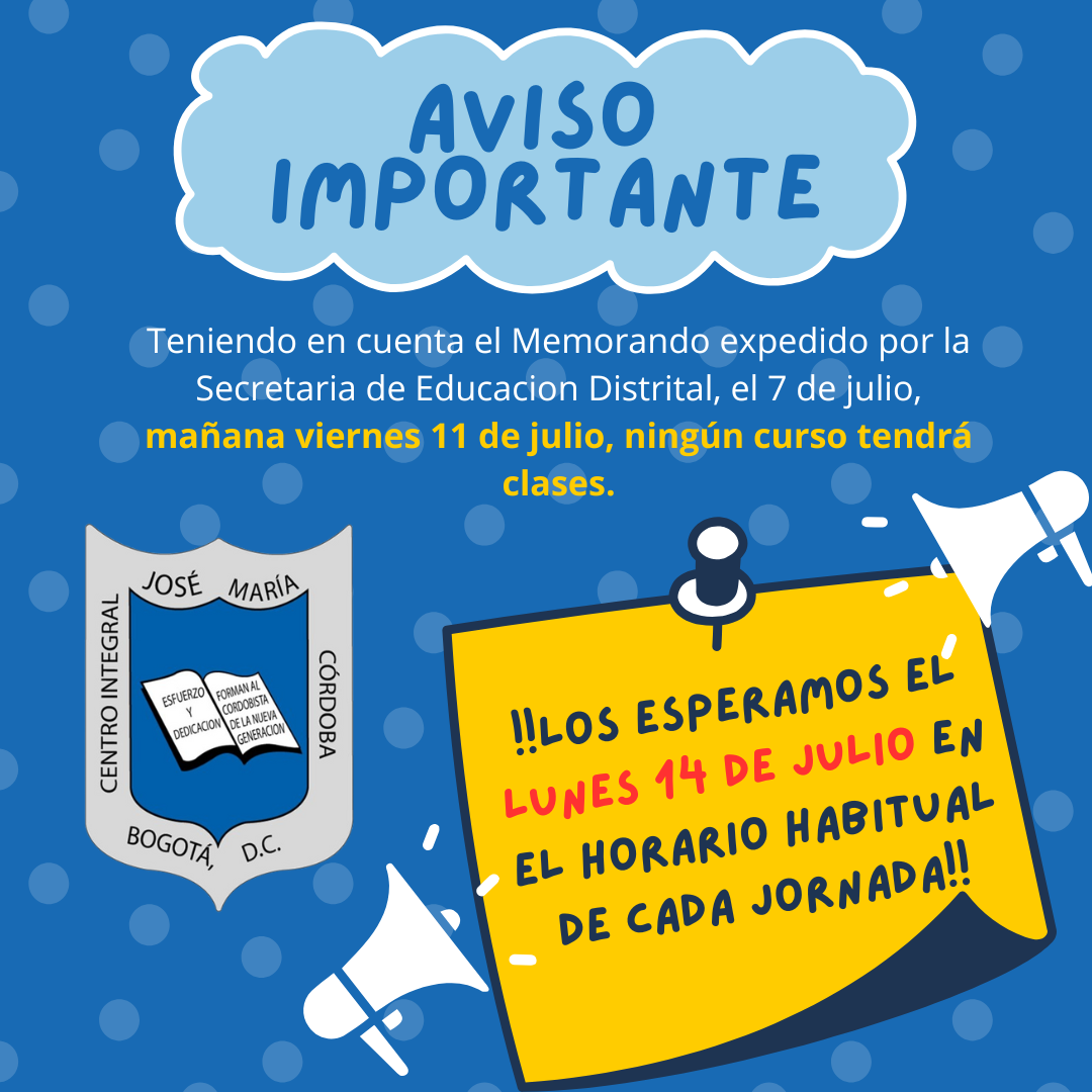 Inicio de clases 14 de julio.