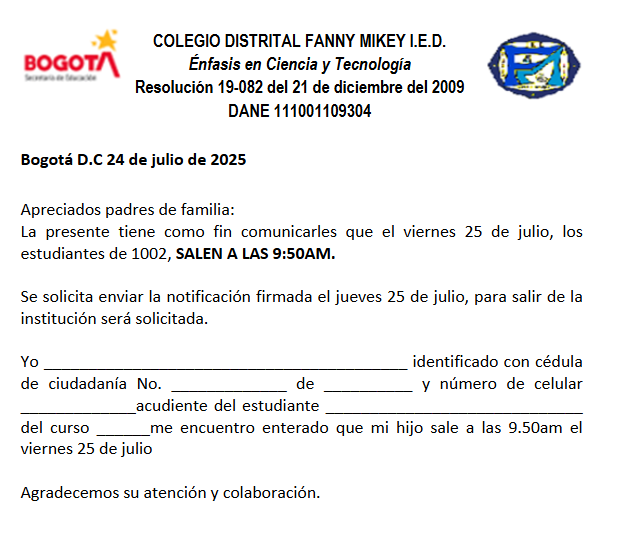 CIRCULAR SALIDA VIERNES 25 DE JULIO 1002 JM