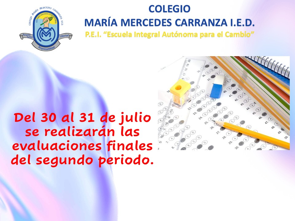 Evaluaciones finales segundo periodo