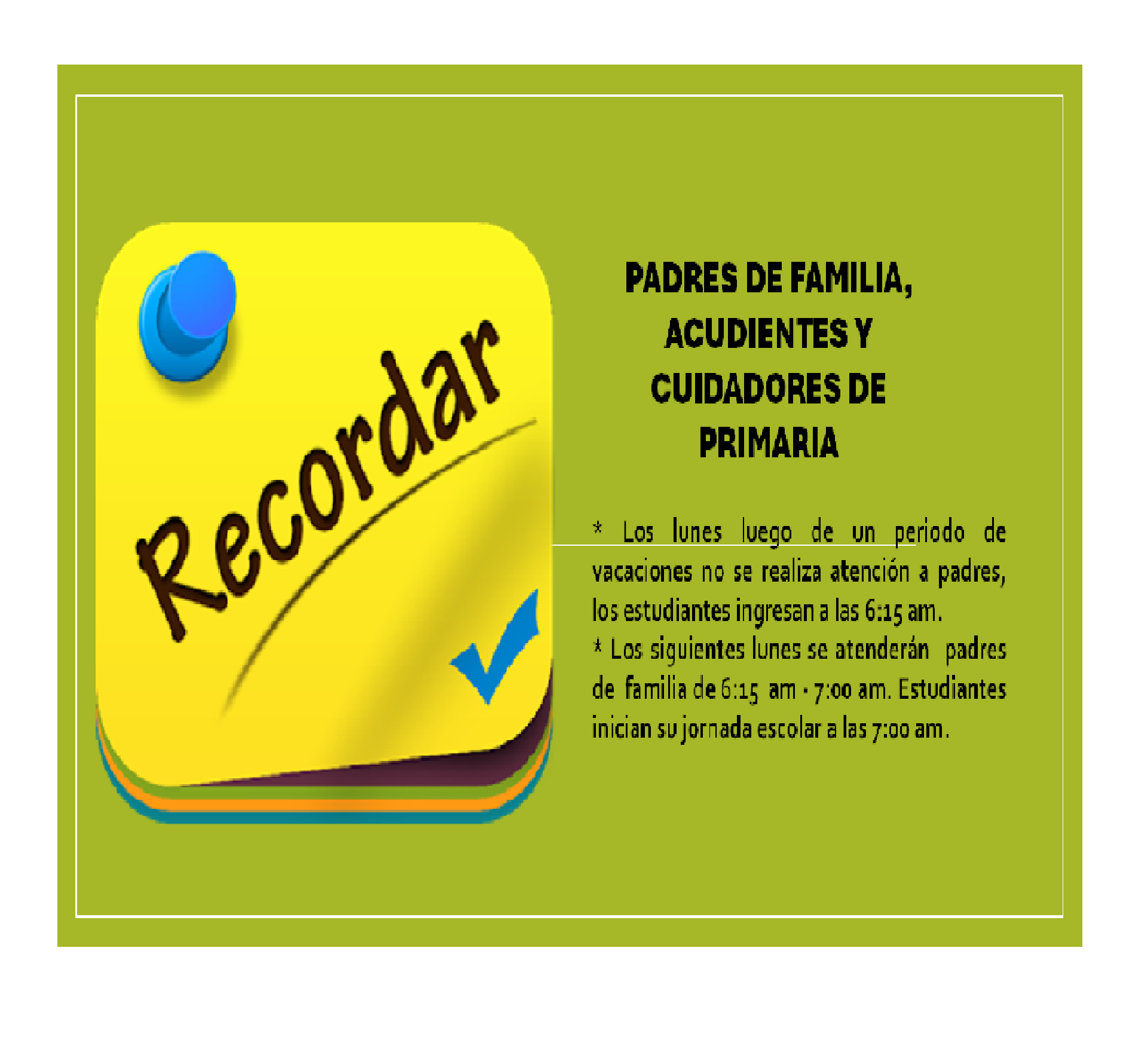 Atencion a padres horario