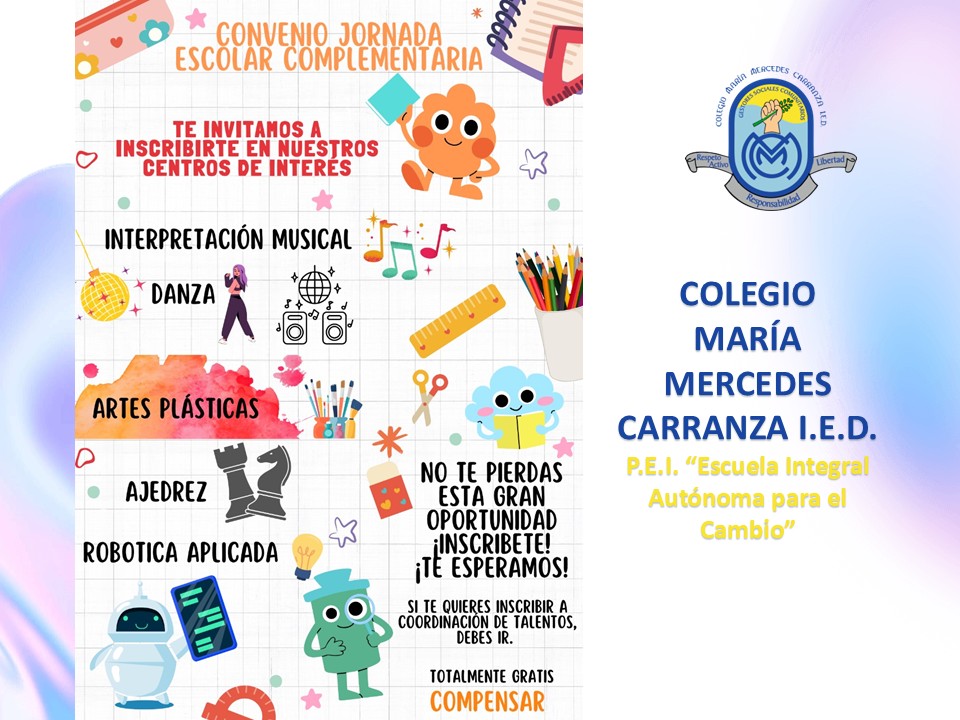 CENTROS DE INTERES PARA ESTUDIANTES JORNADA TARDE