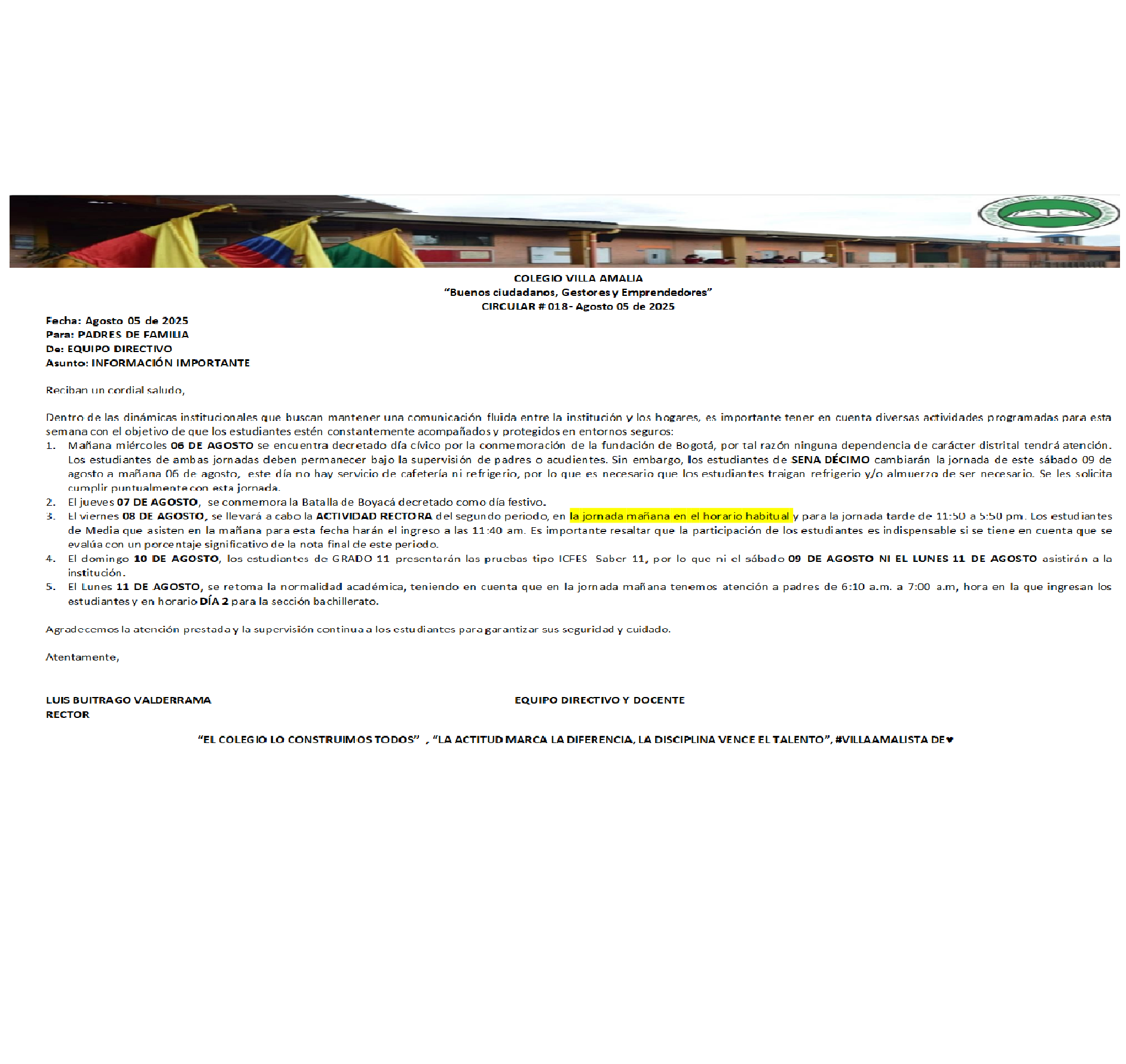 Circular #018 agosto 5 