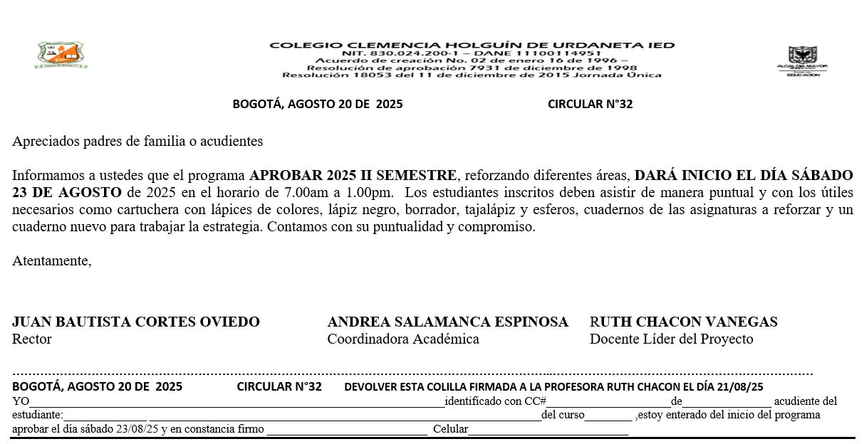 CIRCULAR No.32 INICIO DE LA ESTRATEGIA APROBAR 