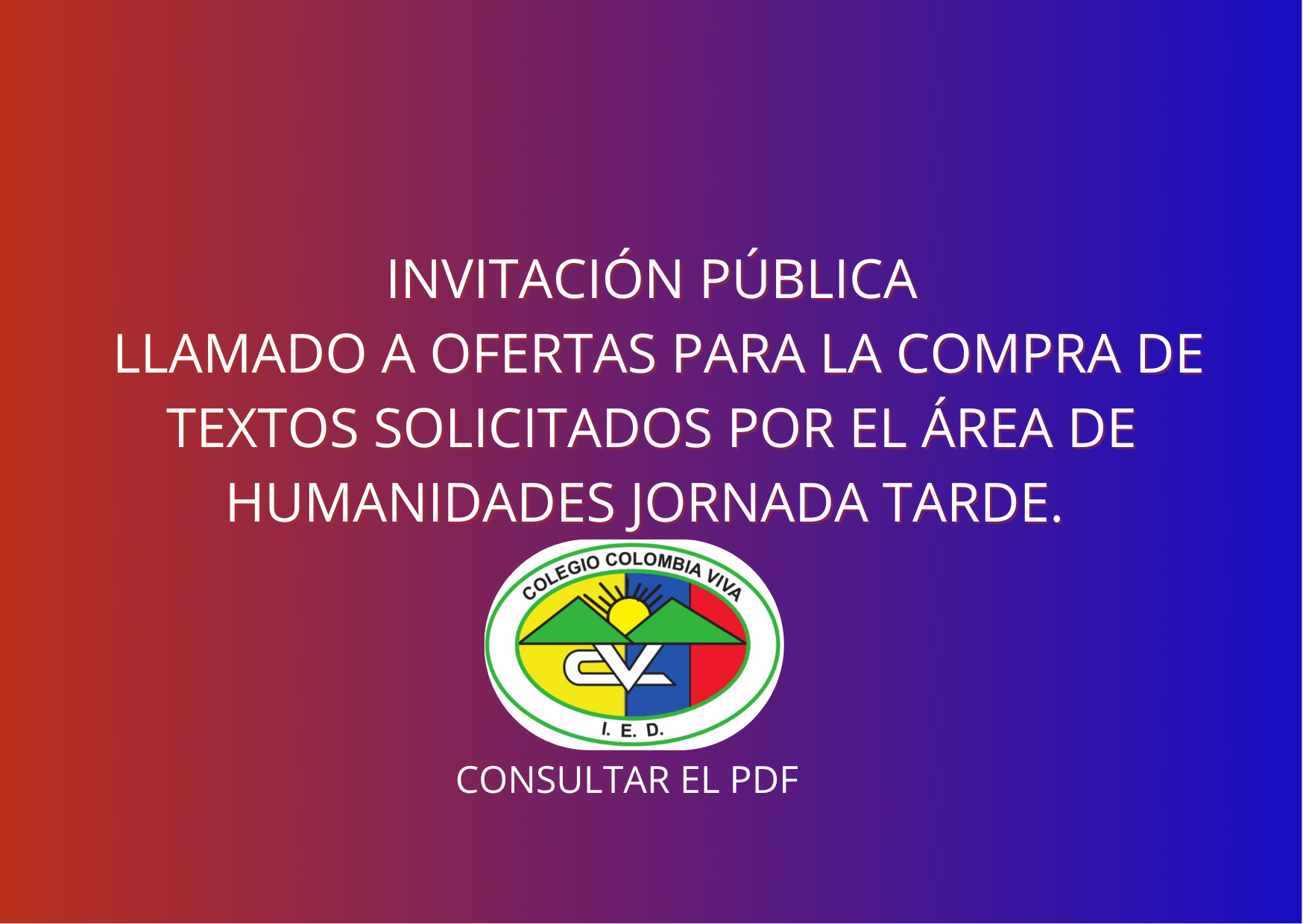 LLAMADO A OFERTAS COMPRA DE LIBROS JORNADA TARDE